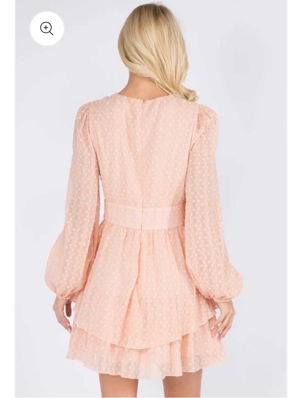 V-Neck Long Sleeve Tiered Mini Dress in Coral   size M - Picture 9 of 17